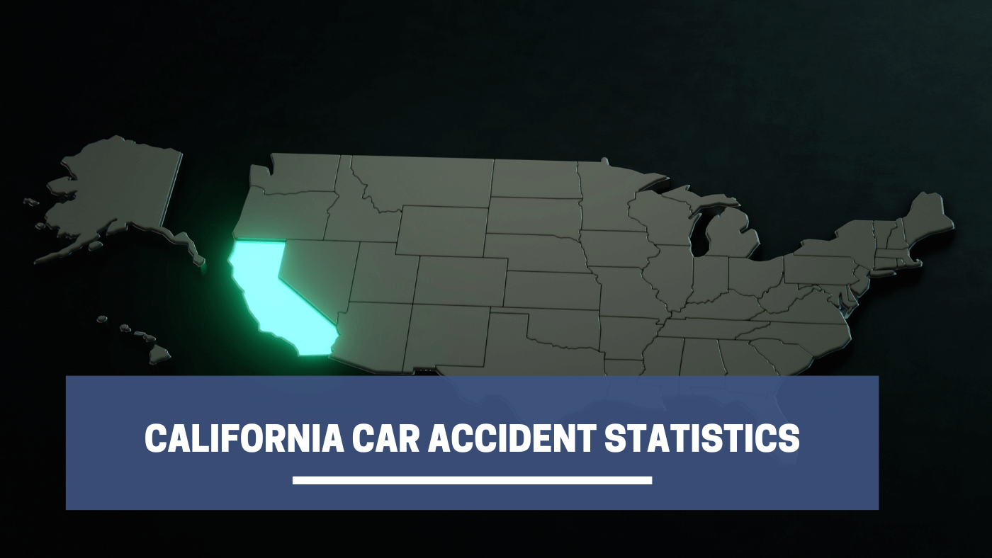 California car accident statistics. Map of California lit up.